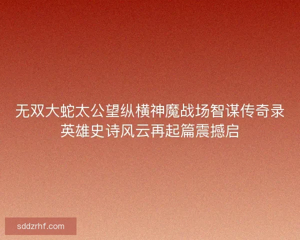 无双大蛇太公望纵横神魔战场智谋传奇录英雄史诗风云再起篇震撼启